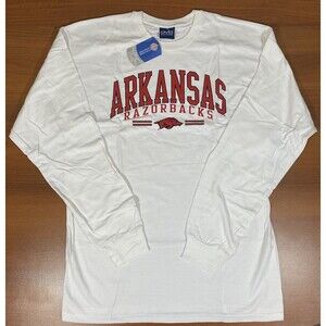 Old Varsity Brand Shirt Adult Large Arkansas Razorbacks Long Sleeve White NWT